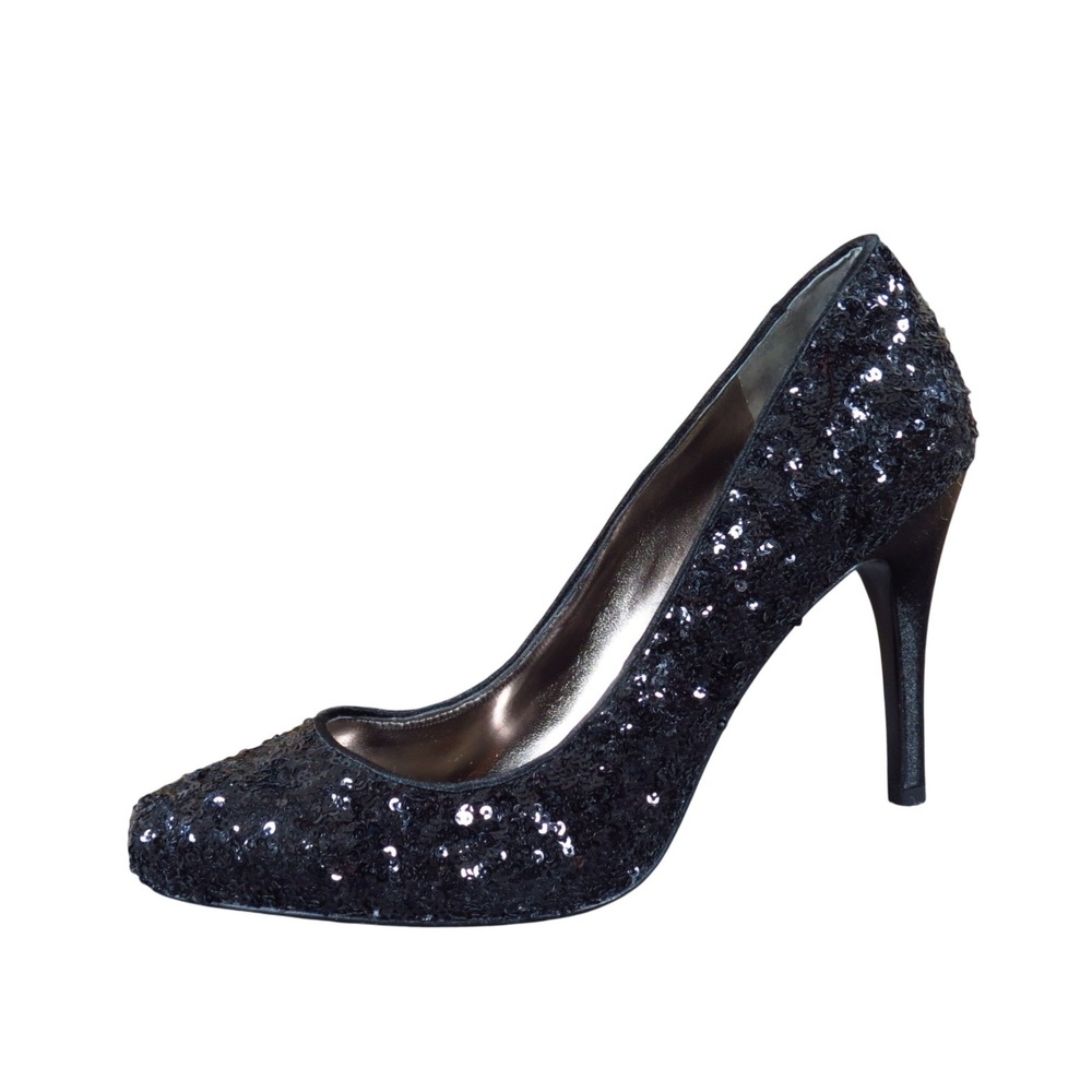 The Touch of Nina Women Sequin Pump Heels Size 8.5 Evening Formal Black Sparkly